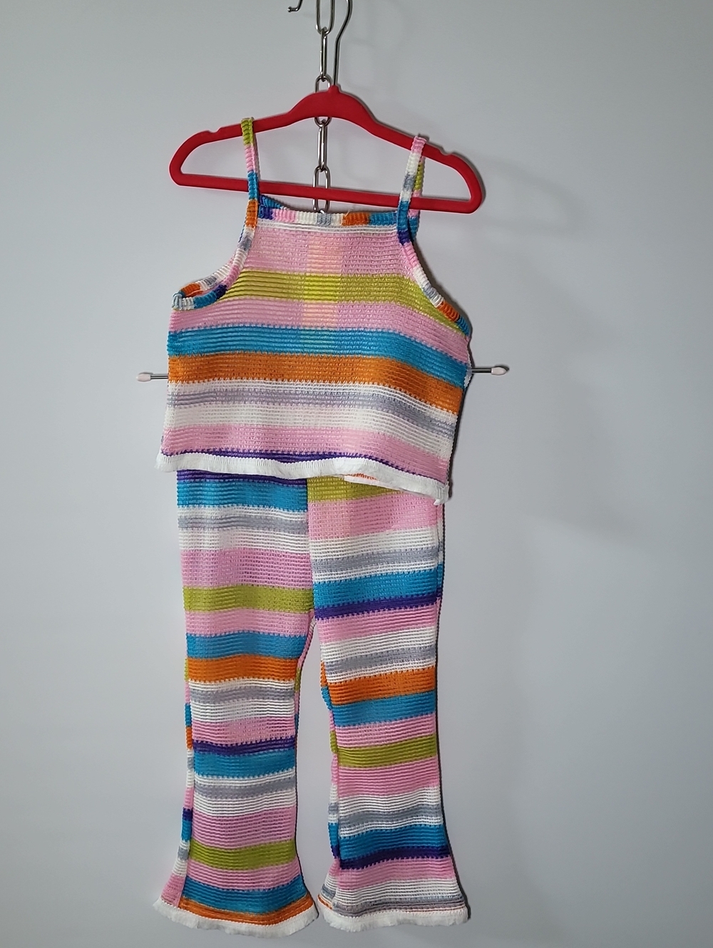 SHEIN Multicolor Striped Knit Leggings - Pink Blue Green Orange White